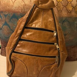 ❤️‍🔥🔥🔥sale Leather Back Pack vintage BROKEN ZIPPER